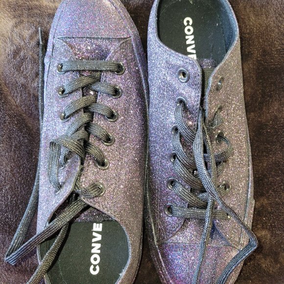 Converse Shoes - Unisex Purple glitter Converse low tops sz W10/M8